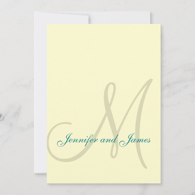 Cream with Turquoise Modern Wedding Invitations (Front)