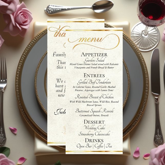 Cream - Wreath Monogram & Thank You Wedding Menu (Creator Uploaded)