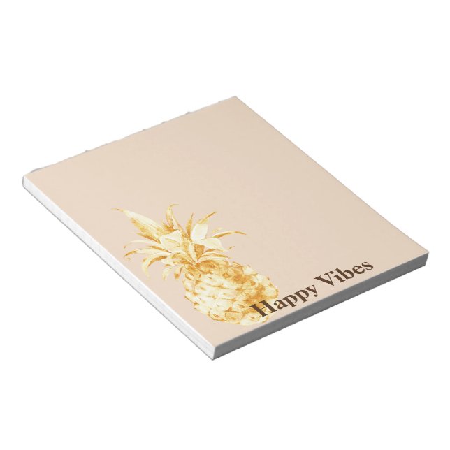 Cream Yellow Gold Pineapple Confetti Notepad (Angled)