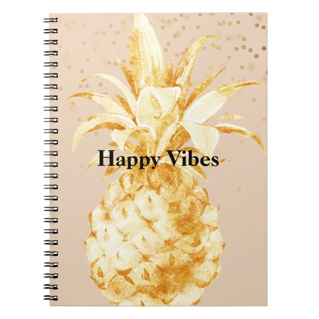 Cream Yellow Gold Pineapple Notebook (Front)