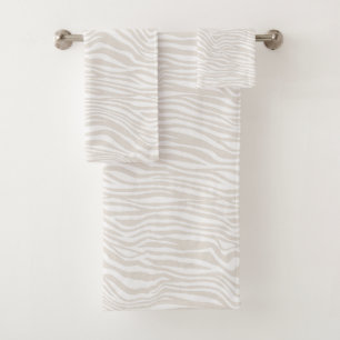 Cream Zebra Print Bath Towel Set