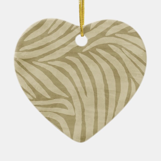 Cream Zebra Print Ceramic Tree Decoration (Front)