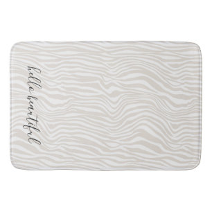 Cream Zebra Print personalised Bath Mat