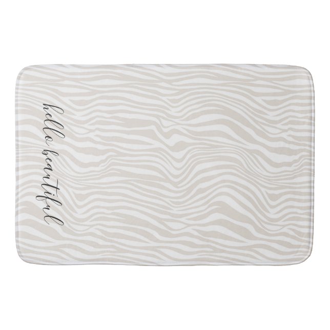 Cream Zebra Print personalised Bath Mat (Front)