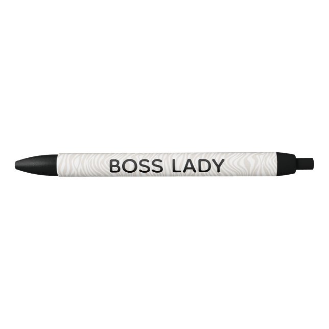 Cream Zebra Print Personalised Text Black Ink Pen (Front)