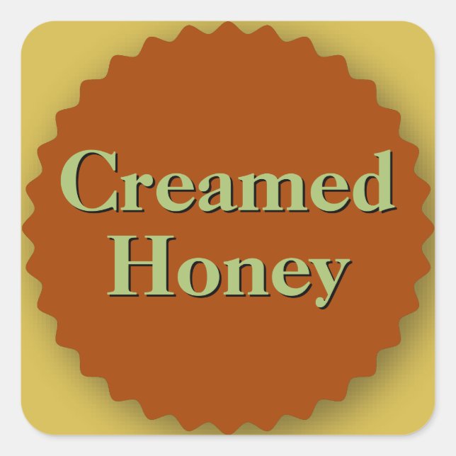 Creamed Honey Jar Amber Square Sticker (Front)