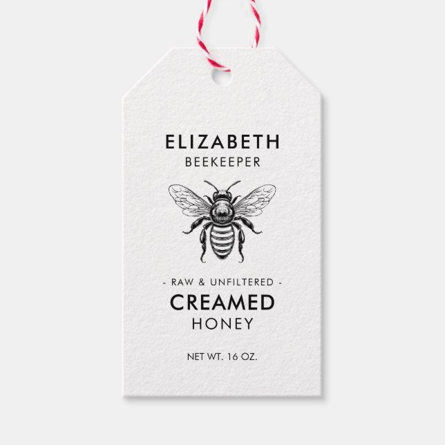 Creamed honey label with honey bee (Front)