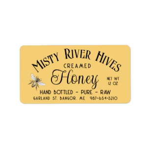 Creamed or Wildflower Honey Queen Honeybee Label