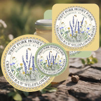 Creamed Wildflower Honey Label with Bees