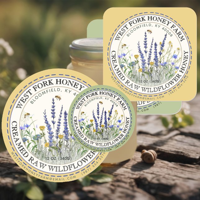 Creamed Wildflower Honey Label with Bees           (Creator Uploaded)