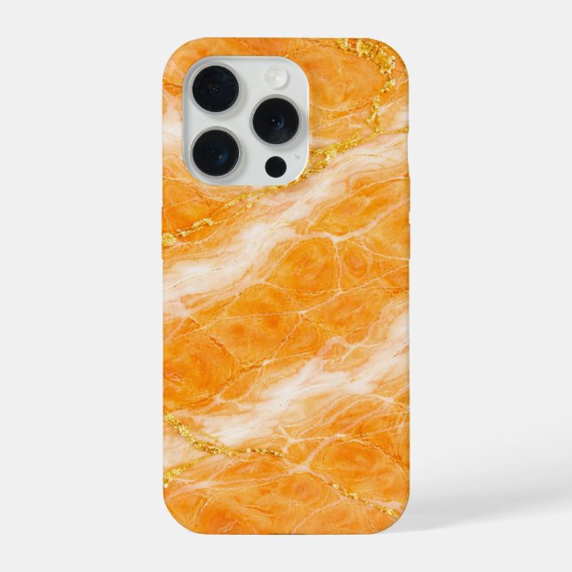 Creamsicle Marble with Ivory Swirls & Gold Veining iPhone Case (Back)
