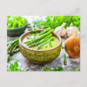 Creamy Asparagus Soup with Herbs Holiday Postcard