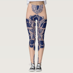Creamy Blue Night AI art  Leggings