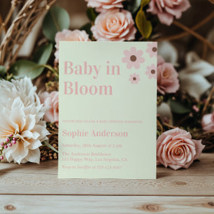 Creamy & Blush Pink Baby in Bloom Baby Shower Invitation
