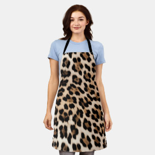 Creamy Brown Black Leopard   Apron