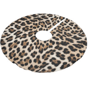 Creamy Brown Black Leopard   Brushed Polyester Tree Skirt