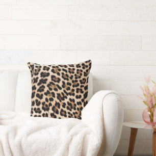 Creamy Brown Black Leopard   Cushion