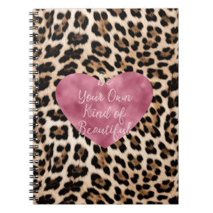 Creamy Brown Black Leopard Heart Beautiful Notebook