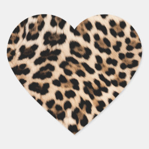 Creamy Brown Black Leopard Heart Heart Sticker