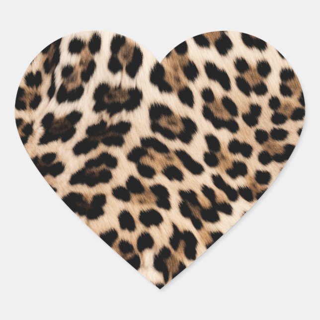 Creamy Brown Black Leopard Heart Sticker (Front)