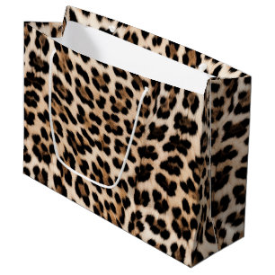 Creamy Brown Black Leopard Large Gift Bag