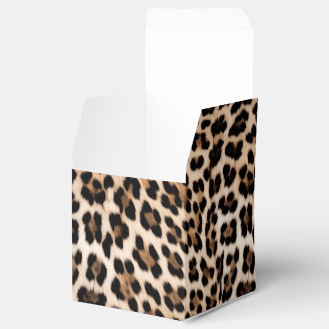 Creamy Brown Black Leopard Print Animal Wedding Favour Box (Opened)