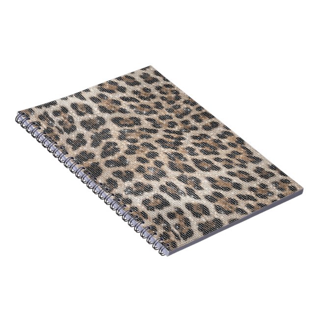 Creamy Brown Black Leopard Sparkle Notebook (Right Side)