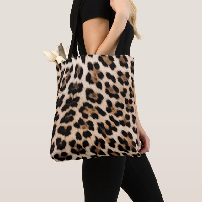 Creamy Brown Black Leopard   Tote Bag (Close Up)