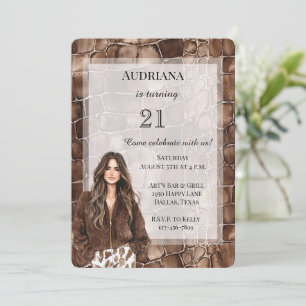 Creamy Brown Chocolate Brown Hair Girl Birthday Invitation