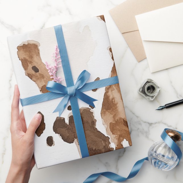 Creamy Brown Chocolate Cow Print Animal Birthday Wrapping Paper (Gifting)