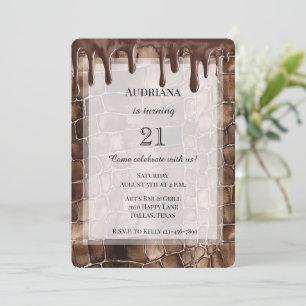 Creamy Brown Chocolate Drips Birthday Invitation