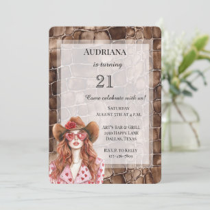 Creamy Brown Chocolate Red Hair Girl Birthday Invitation