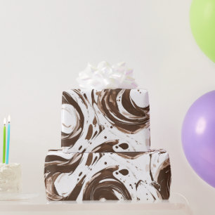 Creamy Brown Chocolate Swirls Birthday Wrapping Paper