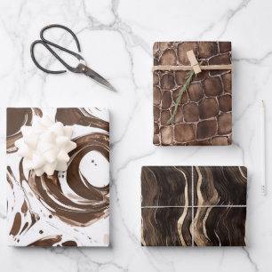 Creamy Brown Chocolate Swirls Birthday Wrapping Paper Sheet