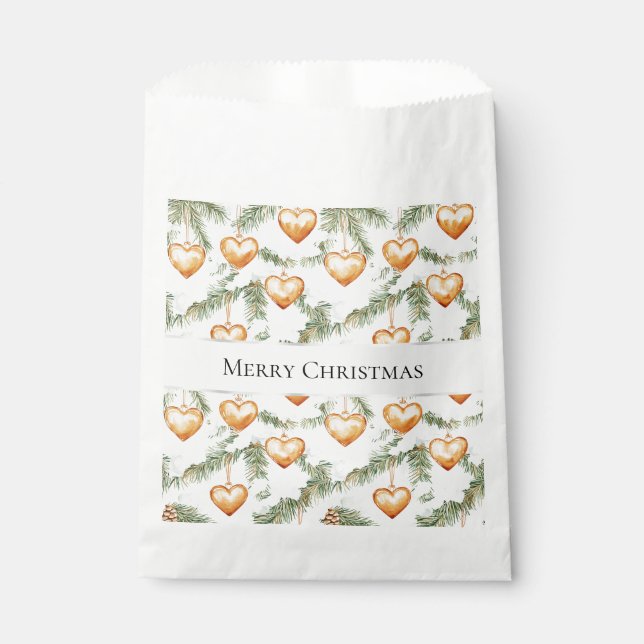 Creamy Caramel Hearts Christmas Tree Branches Favour Bags (Front)