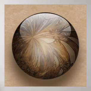 Creamy Coffee Brown Shiny Marble Poster