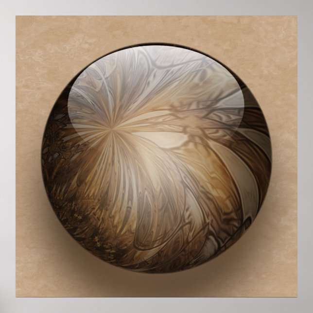 Creamy Coffee Brown Shiny Marble Poster (Front)