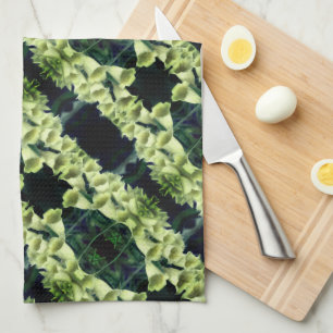 Creamy Foxglove Flower Abstract Pattern     Tea Towel