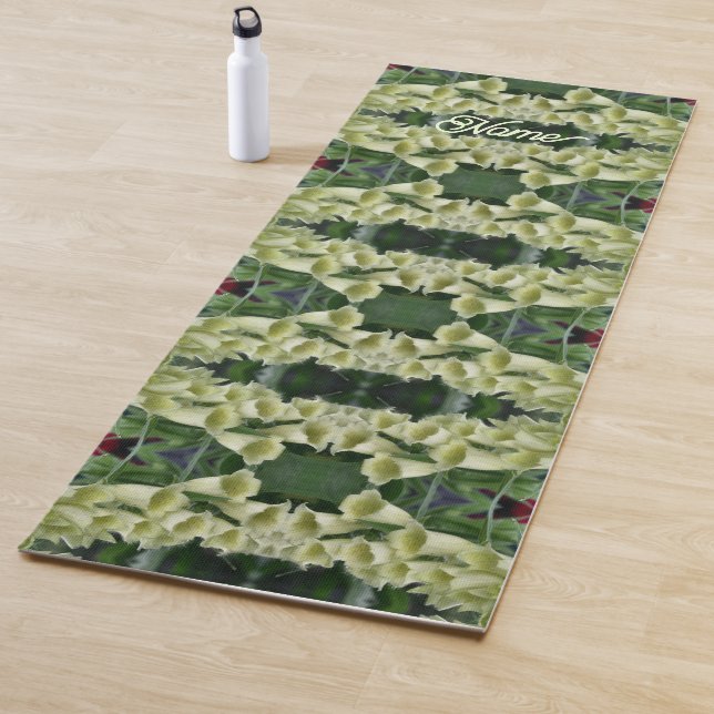 Creamy Foxglove Flower Abstract Personalised Yoga Mat (In Situ)