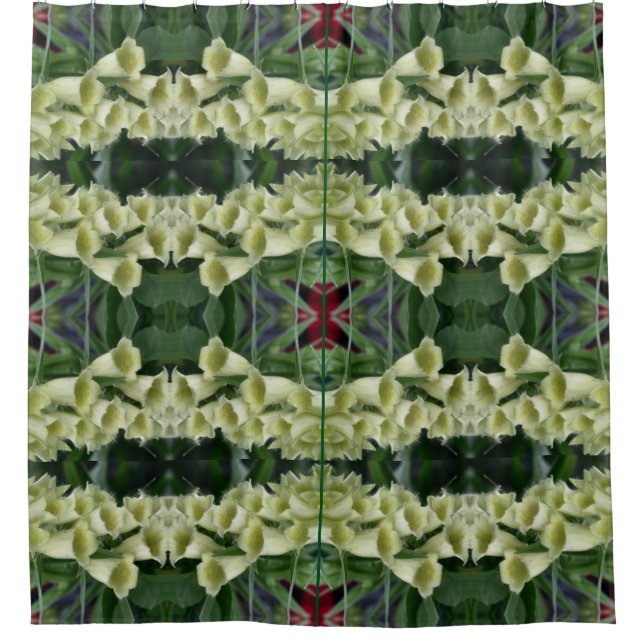 Creamy Foxglove Flowers Abstract Shower Curtain (Front)
