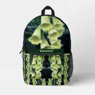 Creamy Foxglove Flowers Personalised Printed Backpack
