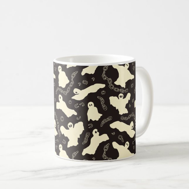 Creamy Ghosts - Halloween pattern. Coffee Mug (Front Right)