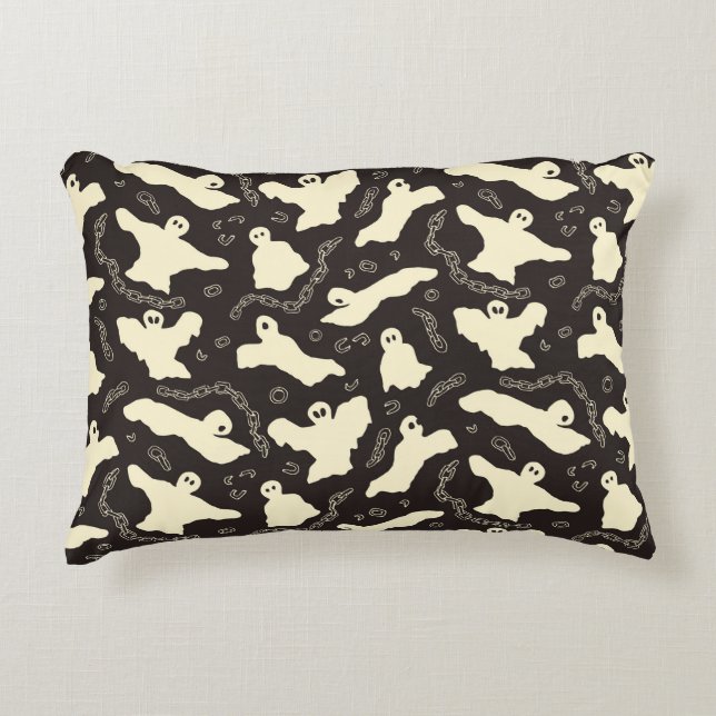 Creamy Ghosts - Halloween pattern. Decorative Cushion (Front)