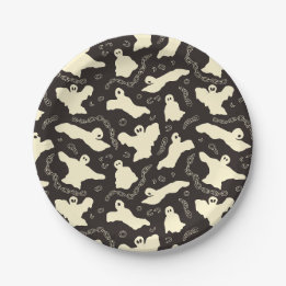Creamy Ghosts - Halloween pattern. Paper Plate