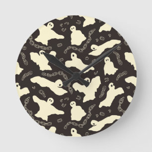 Creamy Ghosts - Halloween pattern. Round Clock