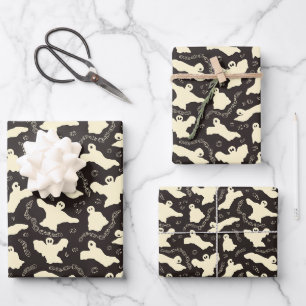 Creamy Ghosts - Halloween pattern. Wrapping Paper Sheet