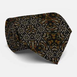 Creamy Golden Yellows Raked Pattern On Black Tie