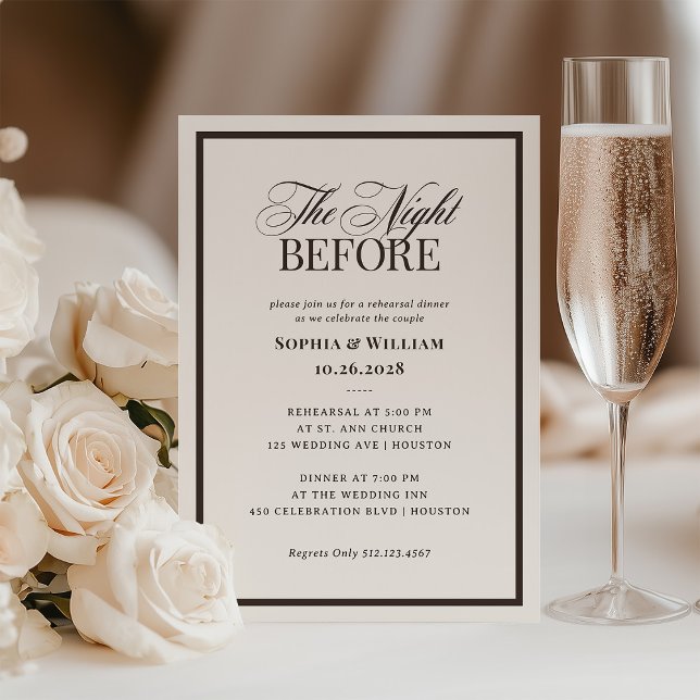 Creamy Ivory and Brown | Neutral Rehearsal Dinner Invitation (Creator Uploaded)