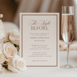 Creamy Ivory and Taupe   Neutral Rehearsal Dinner Invitation