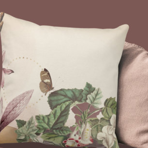 Creamy Ivory Botanical Cat's Claw Butterfly Cushion